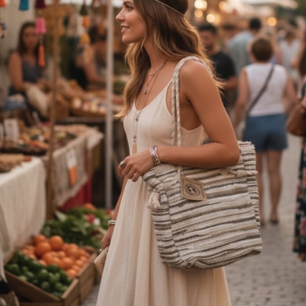 The Earth Collection Rag Bag boho tote bag O/S